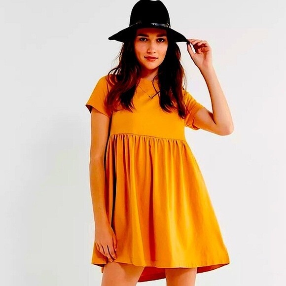 Urban Outfitters Orange Alexa Short Sleeve Babydoll Dress Size XS - Picture 1 of 12